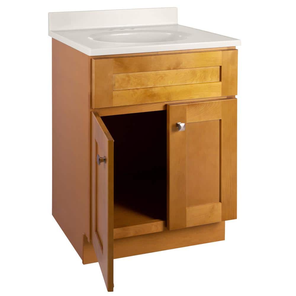 Modern Birch 25" Freestanding Bathroom Vanity with Cultured Marble Top