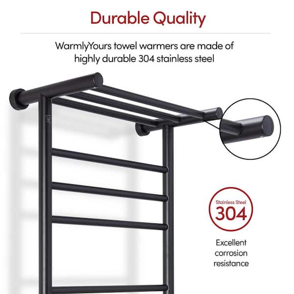 8 bars Summit Towel Warmer, Dual Connection, Black Matte, 120 Volts