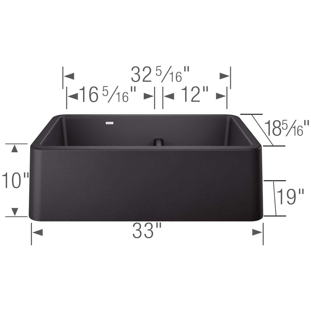 Anthracite Stone Double Bowl Farmhouse Kitchen Sink, 33"