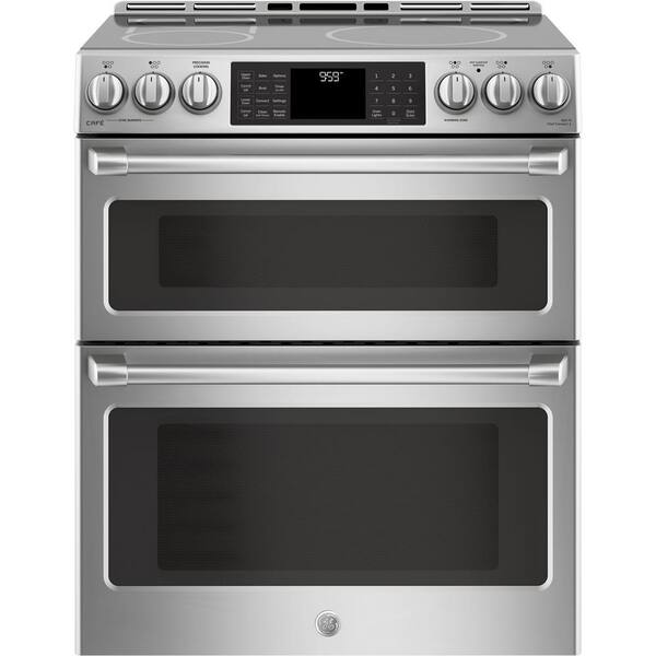 Cafe 6.7 cu. ft. Slide-In Double Oven Induction Range with Self-Cleaning and Convection Lower Oven in Stainless Steel