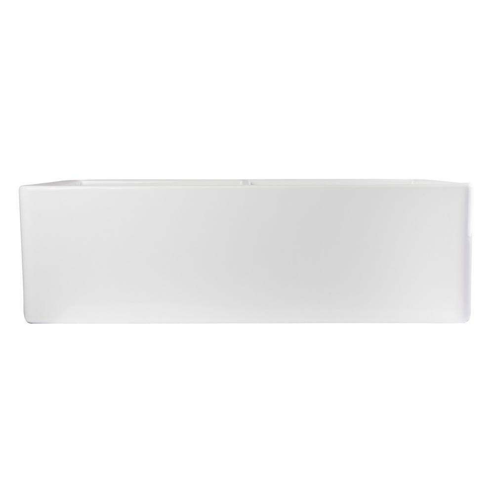 White 32.75'' Double Bowl Fireclay Farmhouse Kitchen Sink