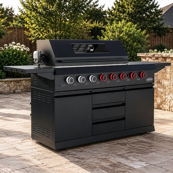 Cosmo 58 in. Newport Collection 8-Burner Propane Gas Grill, Side
