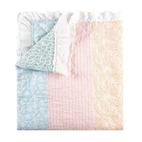 Greenland Home Fashions Tessie Pastel Floral 50 in. x 60 in. Cotton Blend Throw Blanket