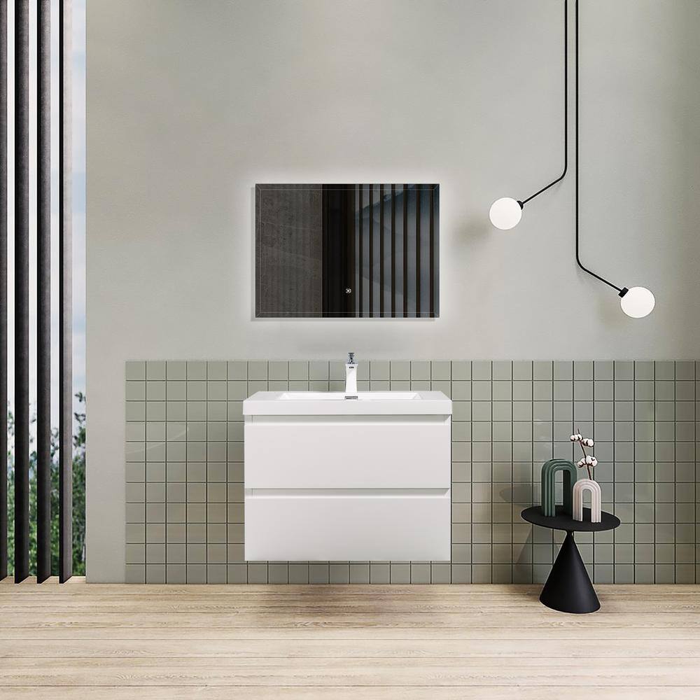 29.5 in. W x 19.7 in. D x 22.5 in. H Bath Vanity in White with White Artificial Marble Top