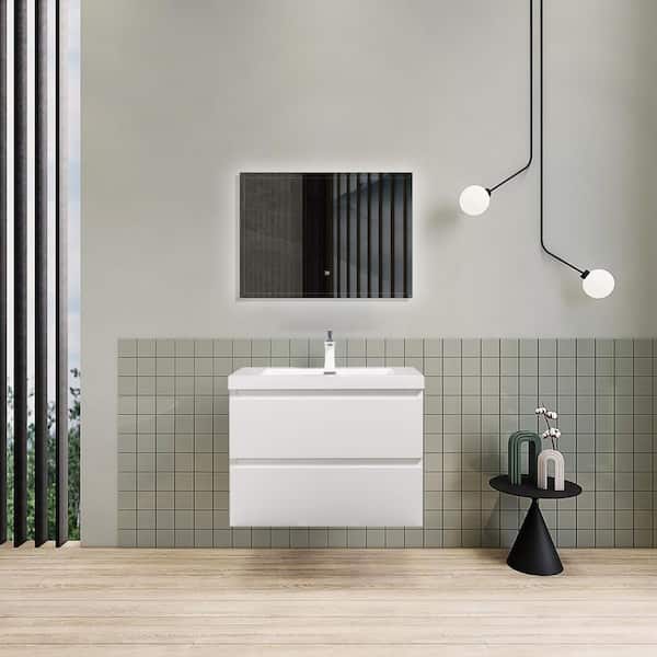 FORCLOVER 29.5 in. W x 19.7 in. D x 22.5 in. H Bath Vanity in White with White Artificial Marble Top