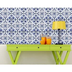Multi Colored Blue Mia Gia 4 in. x 4 in. Vinyl Peel and Stick Removable Tile Stickers (2.64 sq. ft./Pack)