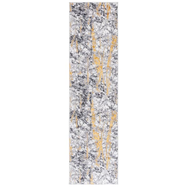 Amelia 2 ft. x 8 ft. Ivory/Gold Abstract Modern Runner Rug
