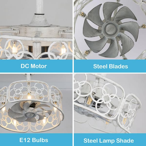 Oaks Aura Ricco 18 in. Indoor Distressed White 3-Speed Ceiling Fan