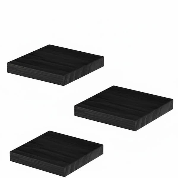 9 in. W x 9 in. D Black Square Floating Shelves Wood Decorative Wall Shelf Set of 3