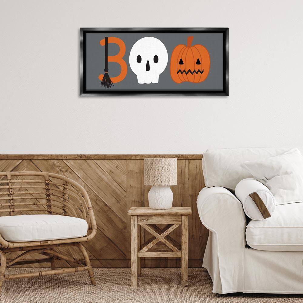 Boo Halloween Fun Typography by Sazerelli Designs Black Floater Frame Typography Graphic Art Print 14 in. x 31 in. price history on PriceWatchPro