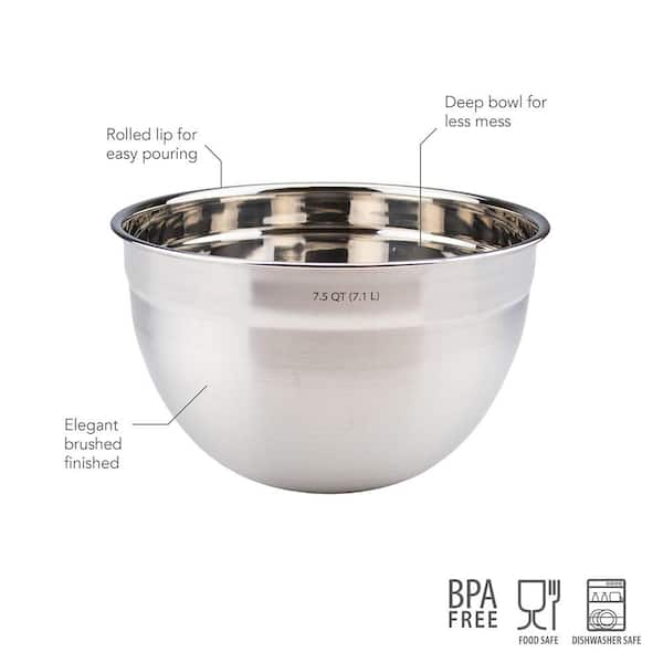 (7.6l) - 7.6l Stainless Steel Mixing Bowl, Polished Mirror Finish Tovolo Stainless Steel Mixing Bowl - 7.5 Qt 80-15750 - The Home Depot