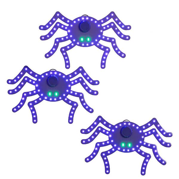10 in Halloween Classics Twinkling LED Spiders - 3-Pack L3