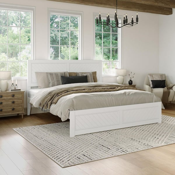 AFI Canyon White Solid Wood King Platform Bed with Matching Footboard