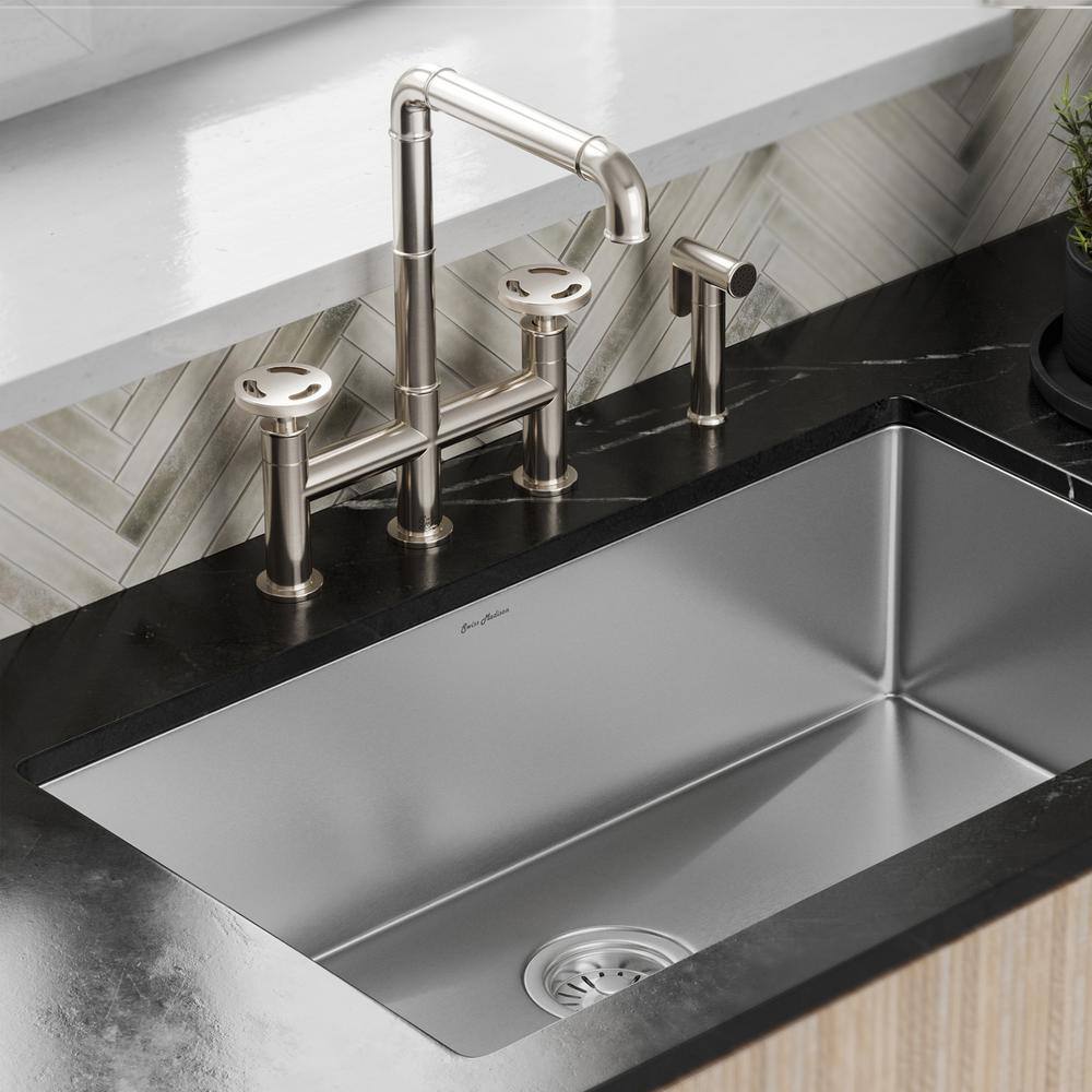Avallon Pro Brushed Nickel Widespread Kitchen Faucet with Side Sprayer