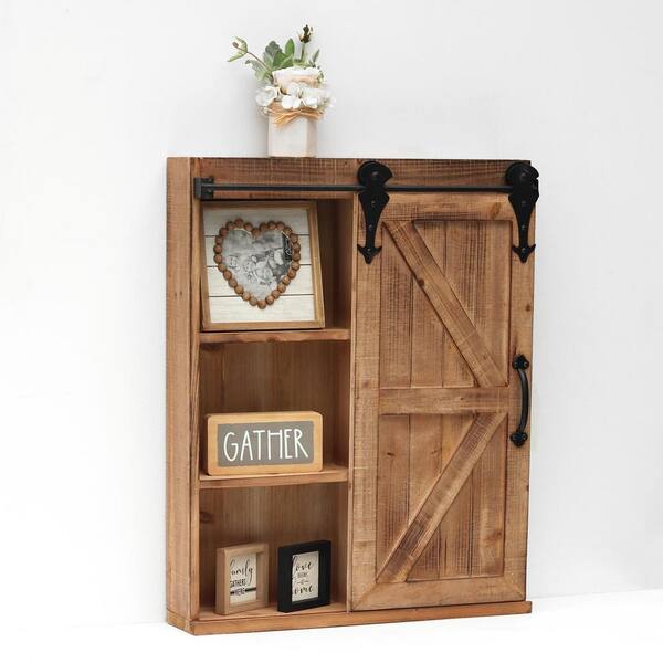 Wood Wall Storage With Barn Doors