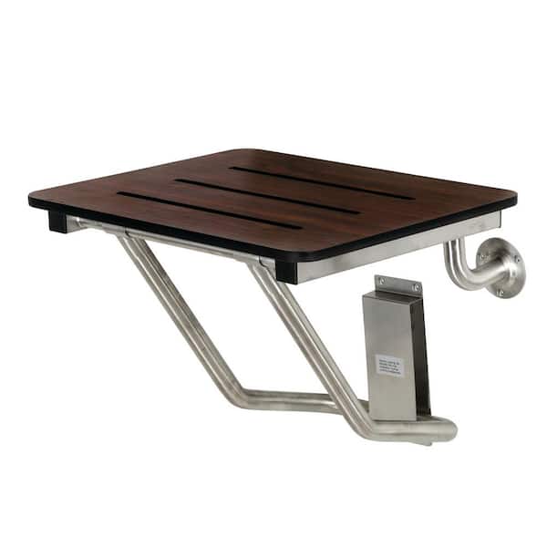 ADAscape 18 in. x 16 in. Wall Mount Fold Down Shower Seat in Dark Mahogany Wood Grain/Stainless Steel