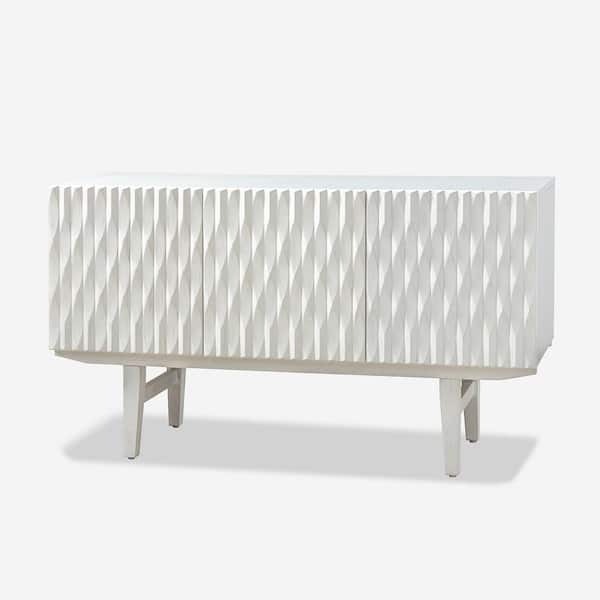 JAYDEN CREATION Janice Mid-century Modern White Wooden 54 in. Wide Sideboard with Adjustable Shelf and Adjustable Legs