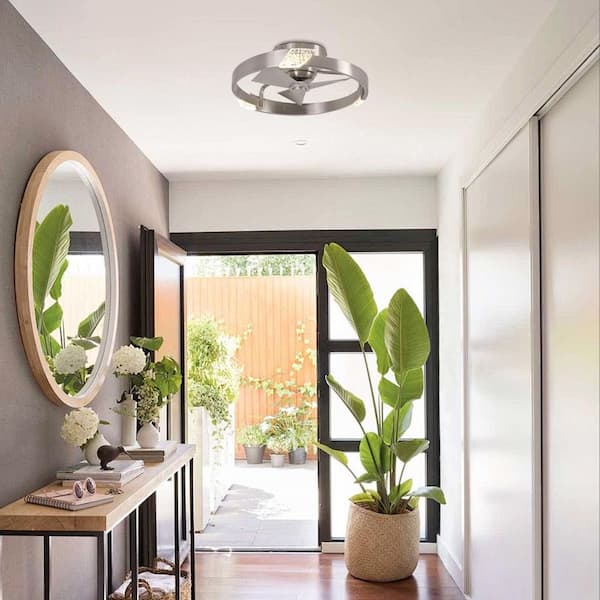 20 in. Indoor Modern Sand Nickel Flush Mount LED Ceiling Fan with Lights and 6-Speed Remote Control