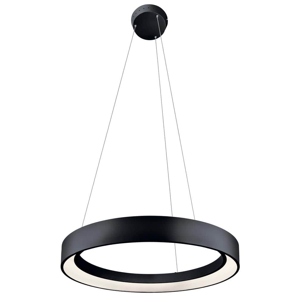 KICHLER Elan Fornello Integrated LED Textured Black Contemporary Shaded  Dining Room Pendant Hanging Light 83455 The Home Depot