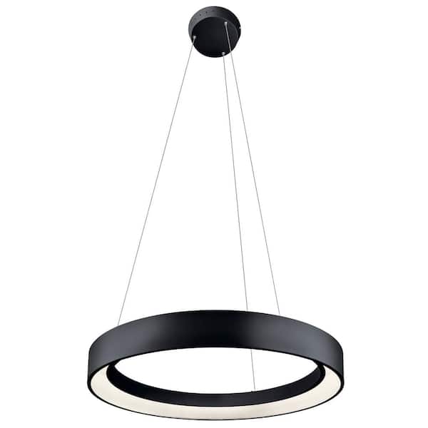 KICHLER Elan Fornello Integrated LED Textured Black Contemporary Shaded Dining Room Pendant Hanging Light