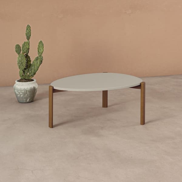 Manhattan Comfort Mid-Century Modern Gales Coffee Table with Solid Wood Legs in Greige Manhattan Comfort Mid-Century Modern Gales Coffee Table with Solid Wood Legs in Greige