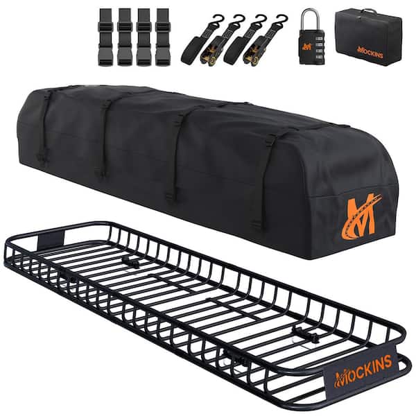 85 in. x 24 in. x 4 in. Narrow Roof Rack Basket with 20 Cu. Ft. Rooftop Bag (85 in. x 24 in. x 17 in.) and Accessories