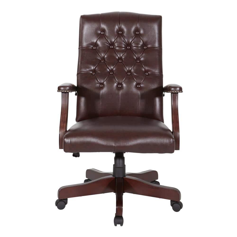 Elegant Oxblood Red Vinyl High-Back Executive Swivel Chair