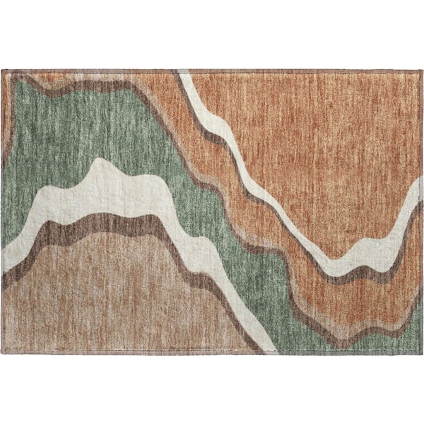 Mayfield Premium Machine Washable Abstract AMF2386 Copper 3 ft. x 4 ft. Area Rug
