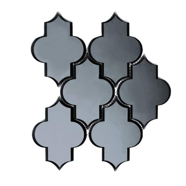Blue Diamond Arabesque Mosaic 3 in. x 3 in. Glass Mirror Decorative Bathroom Wall Backsplash Tile Sample