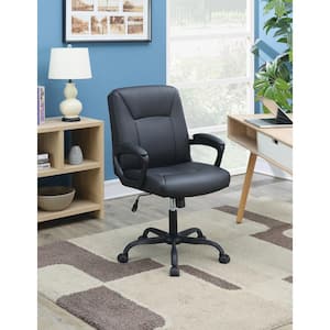 Black Artificial Leather Low Back Adjustable Height Office Chair with Padded Armrests
