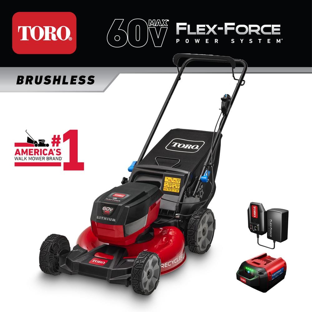 Toro 21in. Recycler SmartStow 60-Volt Lithium-Ion Brushless Cordless Battery Walk Behind Push Mower -