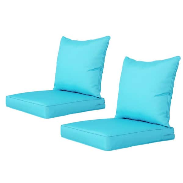 ARTPLAN Outdoor/Indoor Deep-Seat Cushion 24 in. x 24 in. x 4 in. For The Patio, Backyard and Sofa Set of 2 Sky Blue