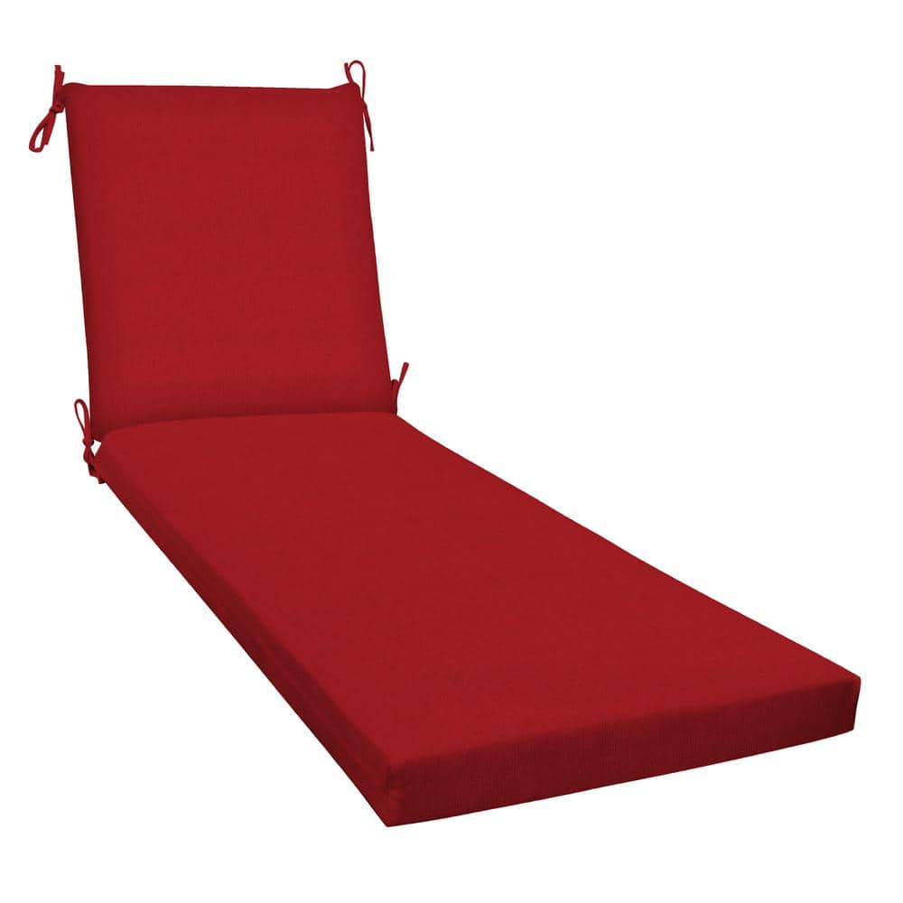 Outdoor Chaise Lounge Chair Cushion Textured Solid Scarlet Red