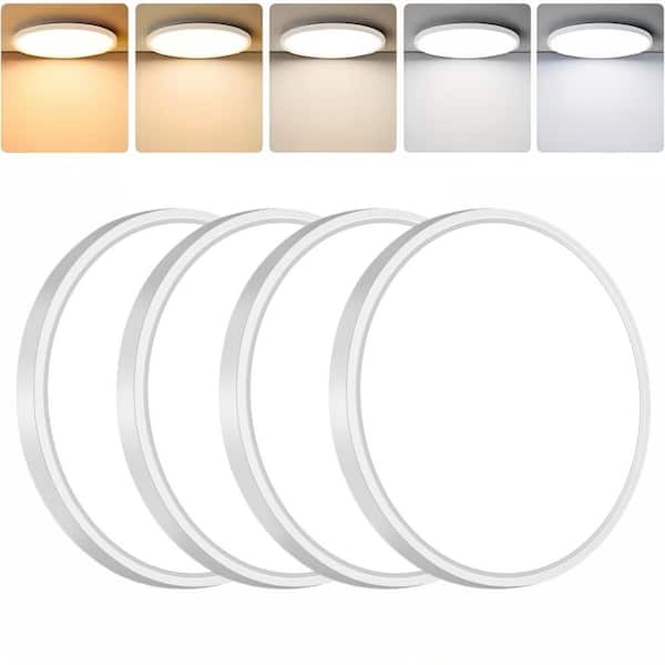 12 in. Ultra Slim White Selectable 5CCT Color Changing 3600 Lumens LED Round Ceiling Flush Mount Light Fixture (4-Pack)