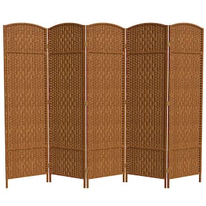 6 ft. Dark Beige 5-Panel Room Divider