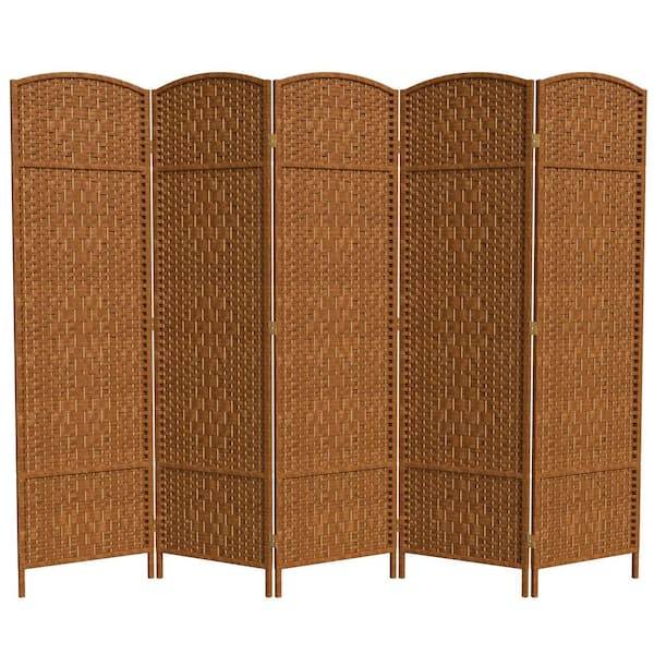 Oriental Furniture 6 ft. Dark Beige 5-Panel Room Divider