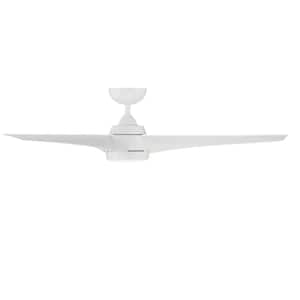 Sonoma 56 in. Integrated LED Indoor and Outdoor 3-Blade Smart Ceiling Fan Matte White with Remote 3000k