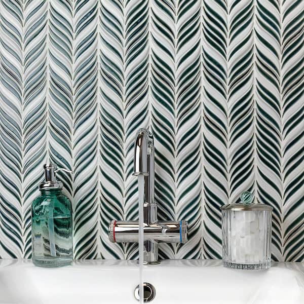Delphi Alula Deep Emerald 10 in. x 12 in. Glazed Ceramic Mosaic Tile (0.85 sq. ft./Sheet)