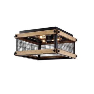 Fynn 8 in. 3-Light Indoor Matte Black Finish Flush Mount Light with Light Kit