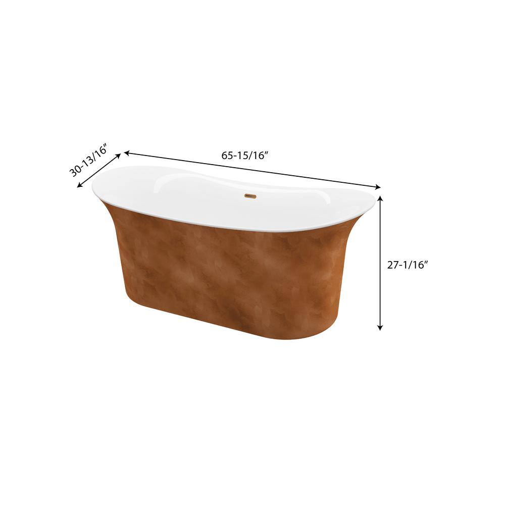 Modern Copper Leaf Acrylic Freestanding Double Slipper Bathtub