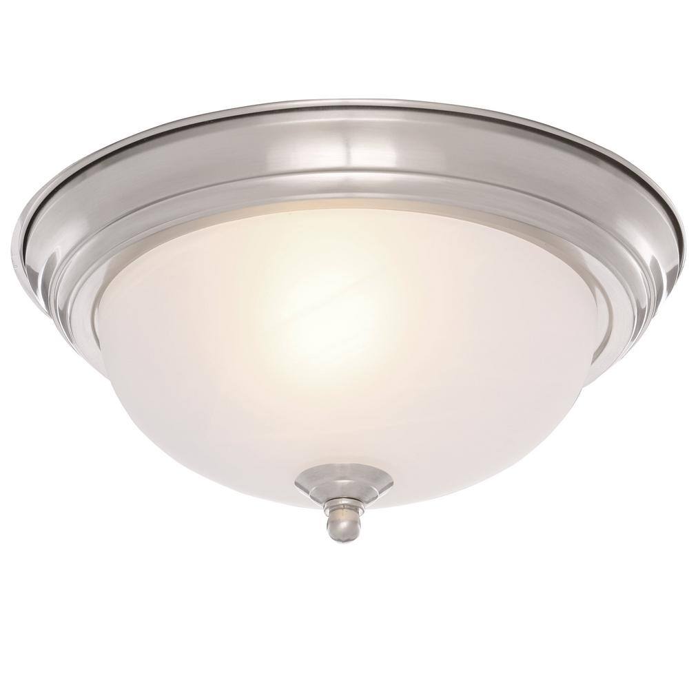 Brushed Nickel 16" Dome Glass Flush Mount Ceiling Light