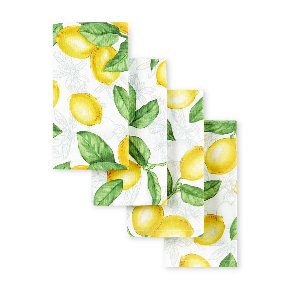 MARTHA STEWART Lots of Lemons 19 in. W x 19 in. H White/Yellow Cloth Napkins  (Set of 4) N4018634TDMS 58YL - The Home Depot