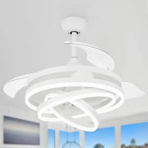 Wesley 42in. Indoor LED White DIY Shape Retractable Ceiling Fan With Lights, 6-Speed Remote Control Ceiling Fan