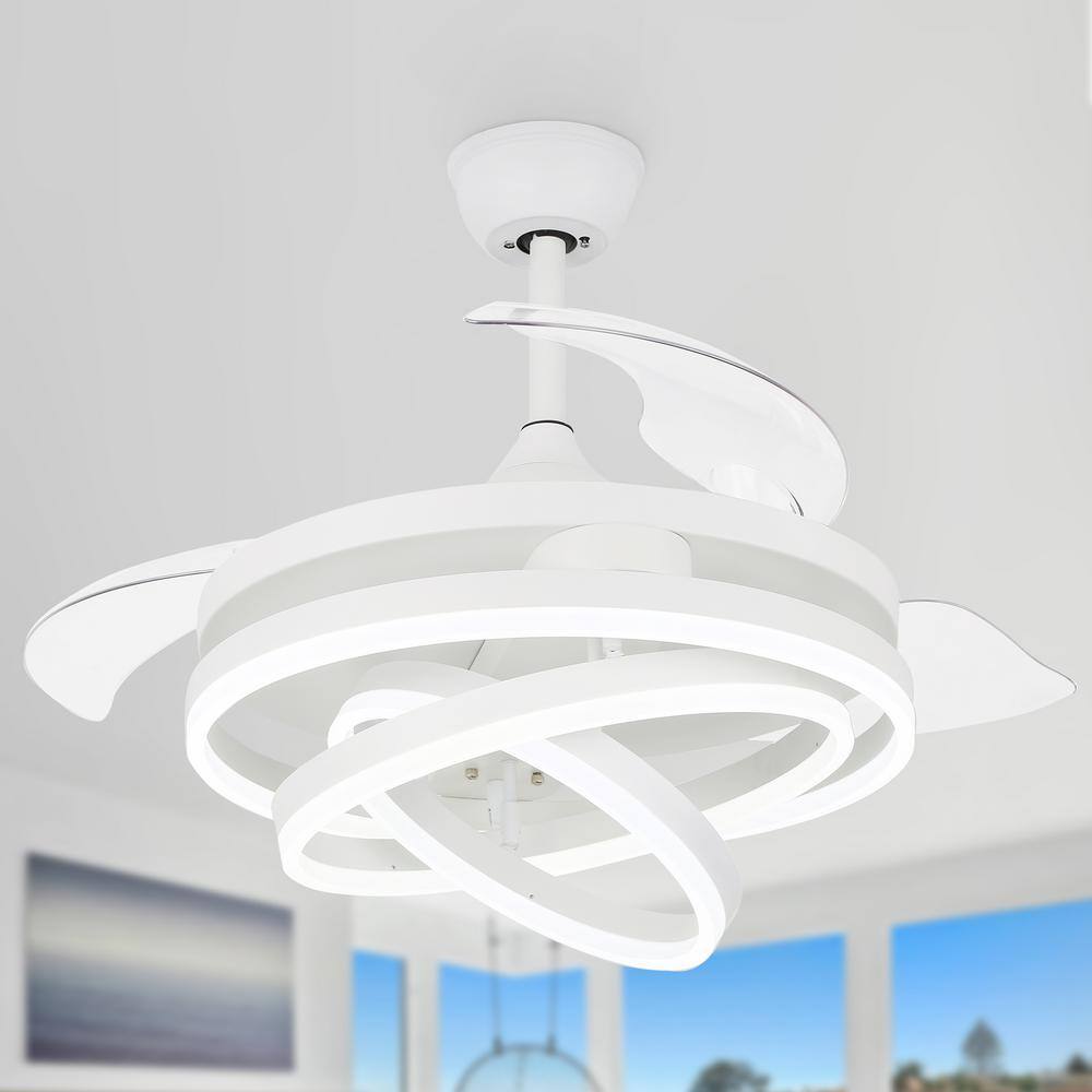 Oaks Aura Wesley 42in. Indoor LED White DIY Shape Retractable Ceiling Fan With Lights, 6Speed