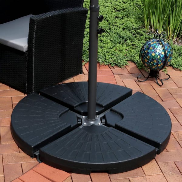 Sunnydaze Heavy Duty Cantilever Offset Patio Umbrella Base Plate in Black Weights for Outdoor Cross Style Bases Set of 4 NMO 658