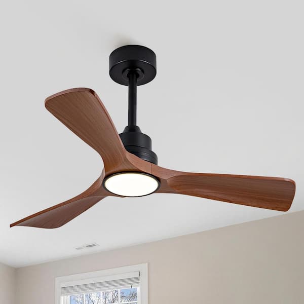 42 in. Modern Black 3 ABS Blades Downrod Standard Ceiling Fan Light with Remote Control Included