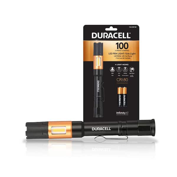Duracell 100 Lumen LED Pen Light 4 Modes with Side Light and Batteries