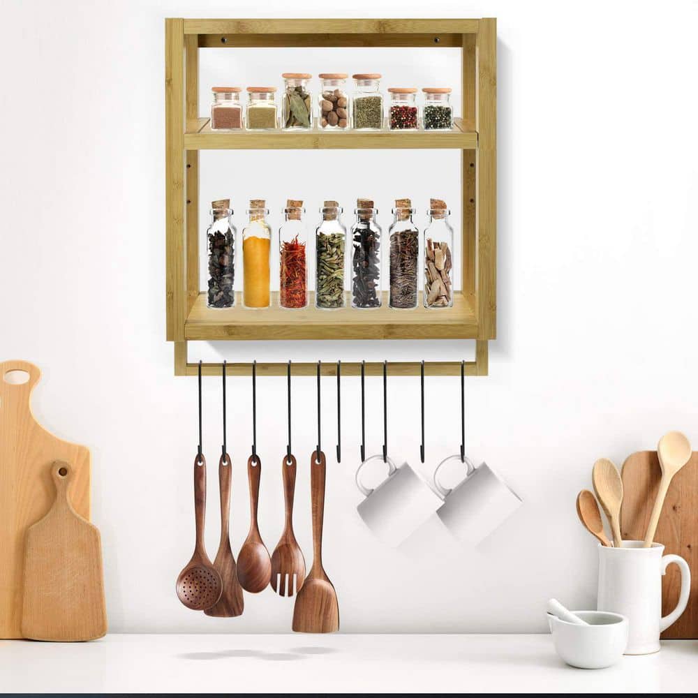 Sorbus Natural Bamboo 3-Tier Wall Mounted Shelf
