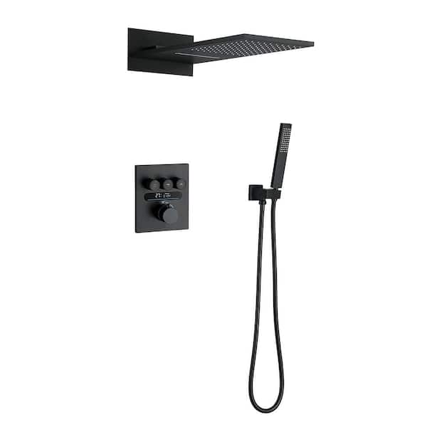 IHOMEadore 3-Spray Multifunction Wall Bar Shower Kit with Hand Shower in Black