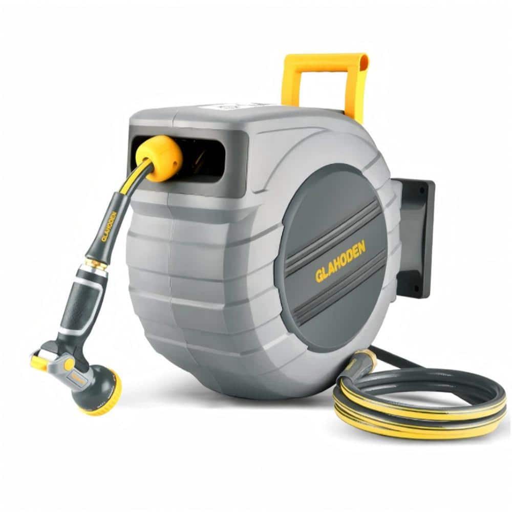 Retractable 1/2 in. Dia x 130 ft. Wall Mount Garden Hose Reel with Brass Fitting&9 Modes Nozzle, 180° Swivel price history on PriceWatchPro